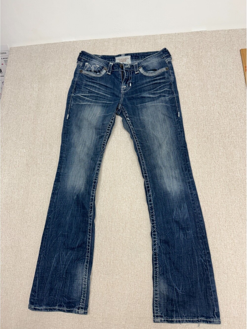 Big Star Liv Womens 29L Mid Rise Bootcut Dark Wash Stitch Pocket Denim Jeans